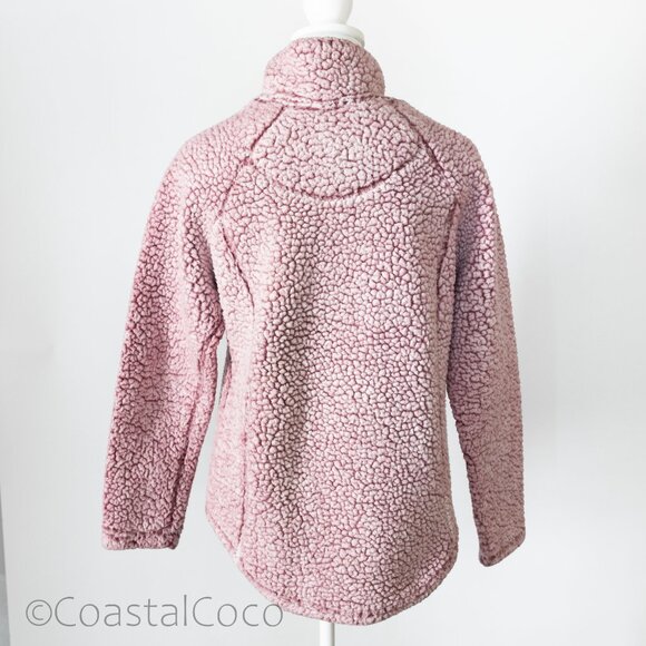 Cozy Sherpa Pink Quarter Zip Pullover Small Vegan Fleece Soft Warm Plush Jacket - Picture 3 of 15